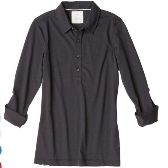 Linksoul Tops - Linksoul Black Long Sleeve Polo Roll Up Sleeves S